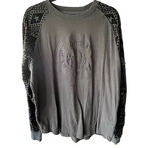BORN Fly Black Long Sleeve T Shirt with EmbossedGraphic and Textured Sleeves XL